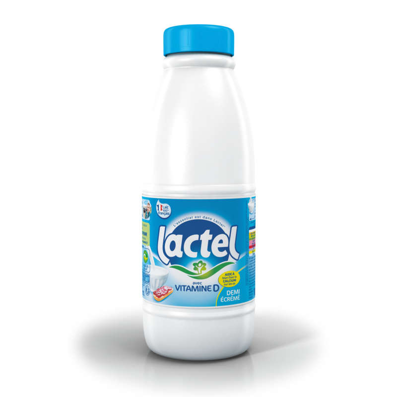 Lactel Lait demi-écrémé, stérilisé UHT, avec vitamine D 1l