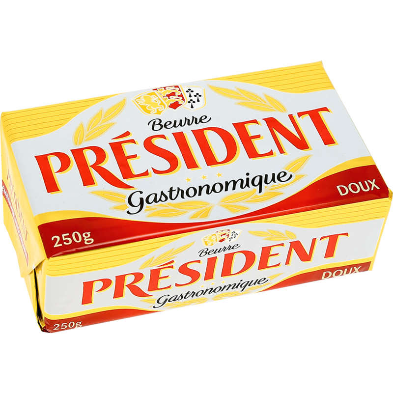 Président Beurre Gastronomique doux 82% MG Plaquette 250g