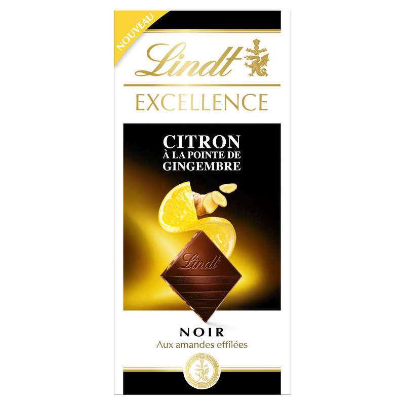 Lindt Chocolat Noir Aux Amandes Et Citron À La Pointe De Gingembre 100g