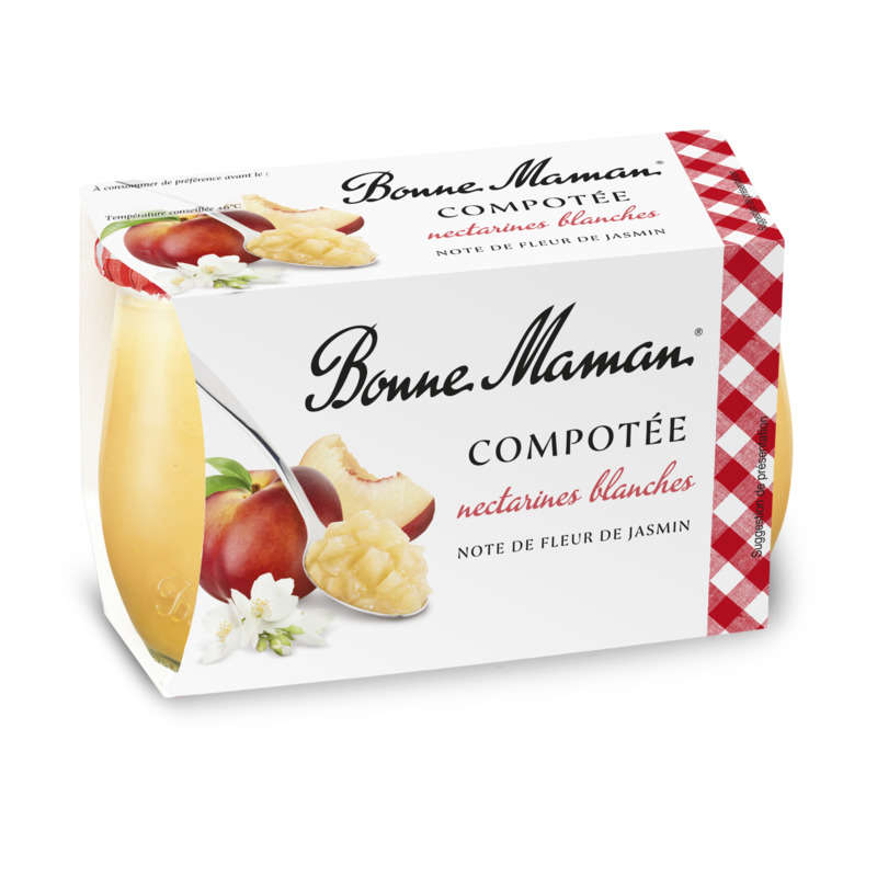 Bonne maman compotée nectarine blanche jasmin 2x130g