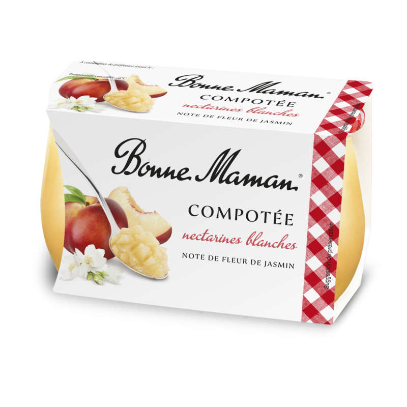 Bonne maman compotée nectarine blanche jasmin 2x130g