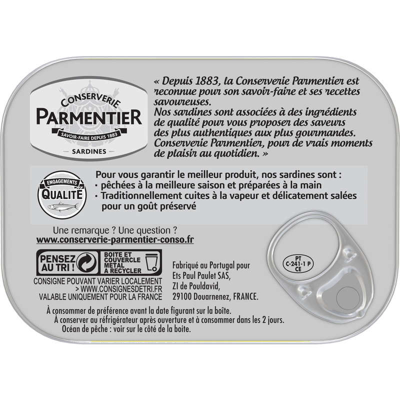 Conserverie Parmentier Sardines à l'Huile de Tournesol 135g