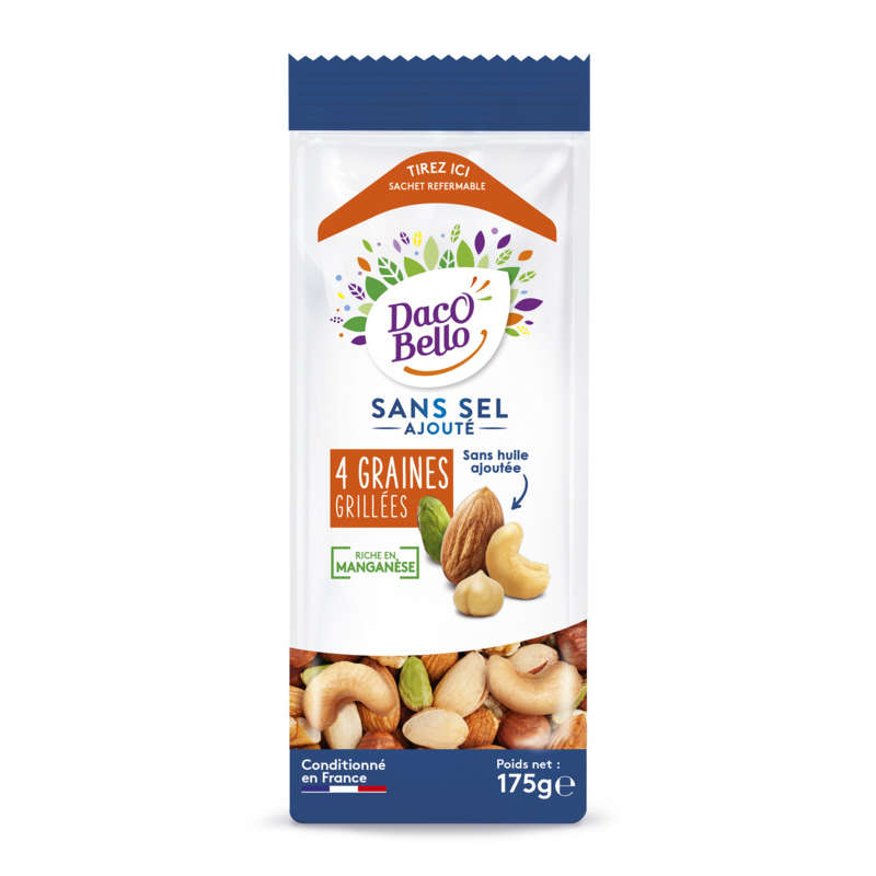 Daco Bello 4 graines grillées sans sel ajouté 175g