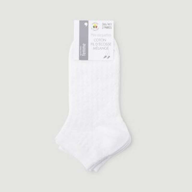 Monoprix Chaussettes Imprimées Losanges Blanc X2