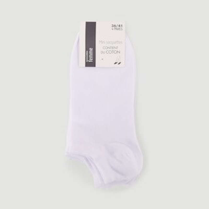 Monoprix Femme Socquettes X4 Blanches TU