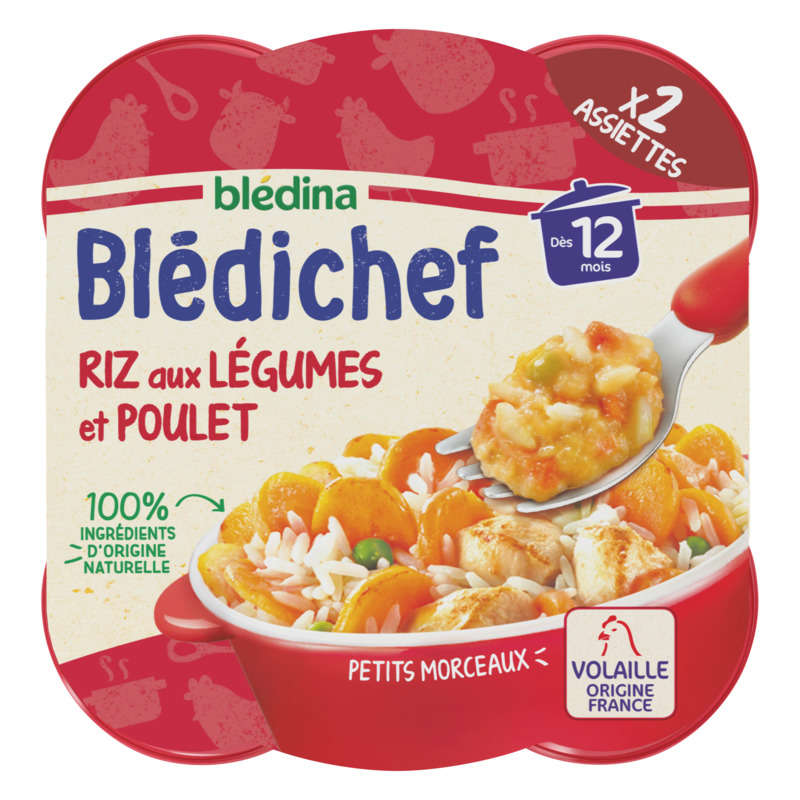 Blédina Bledichef plat riz aux légumes et poulet dès 12 Mois 2x230g