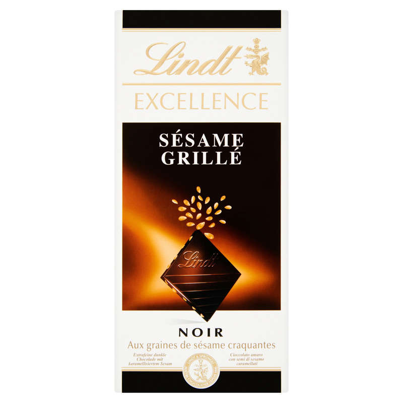 Lindt Excellence Tablette Chocolat Noir Sésame Grillé 100g