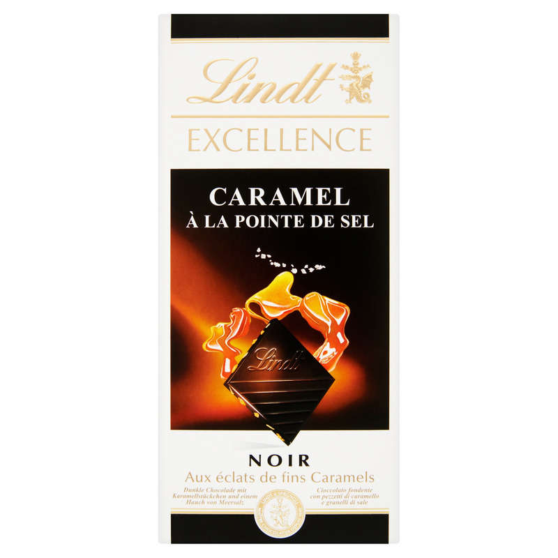 Lindt Excellence Tablette Chocolat Noir Caramel Pointe De Sel 100g