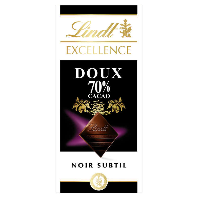 Lindt Excellence Tablette Chocolat Noir Subtil 70 % De Cacao 100g