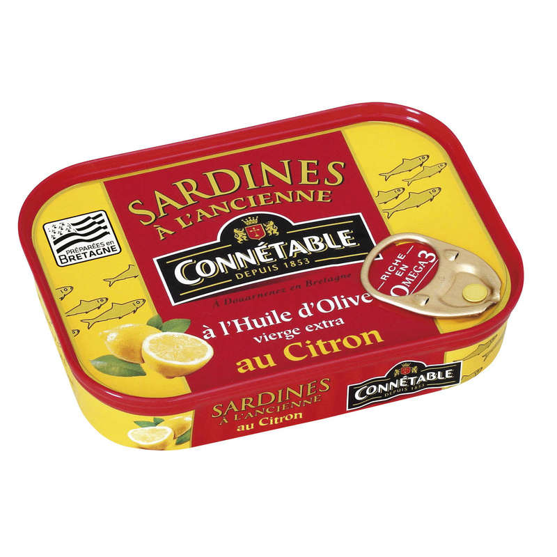 Connétable Sardines à l'Ancienne au Citron et à L'Huile d'Olive Vierge Extra 115g