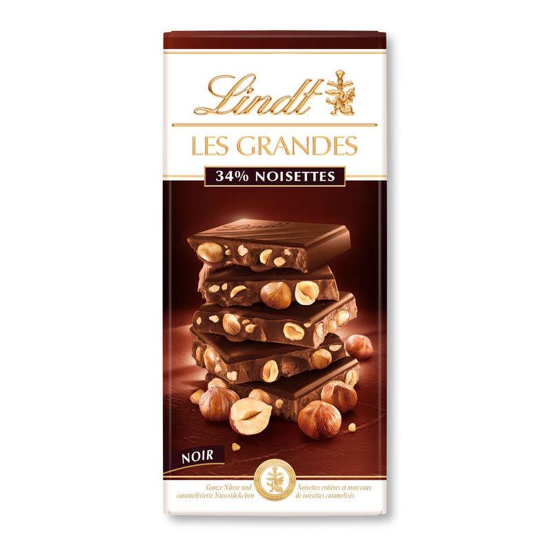 Lindt Les Grandes - Tablette Chocolat Noir 34% Noisettes 150g