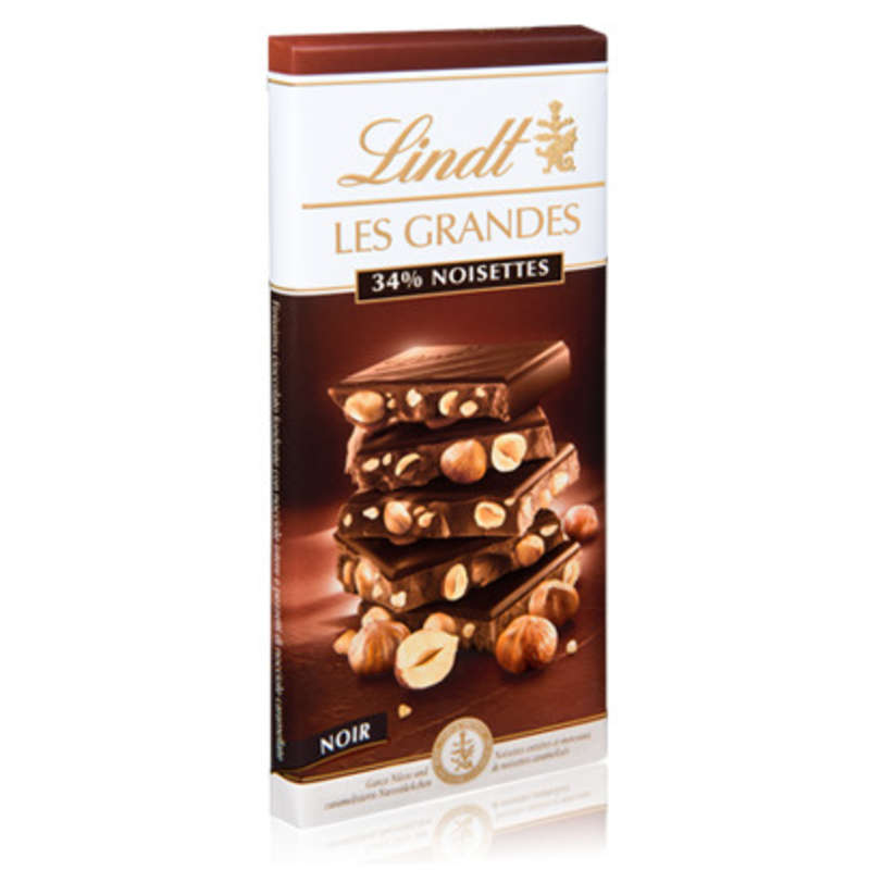 Lindt Les Grandes - Tablette Chocolat Noir 34% Noisettes 150g