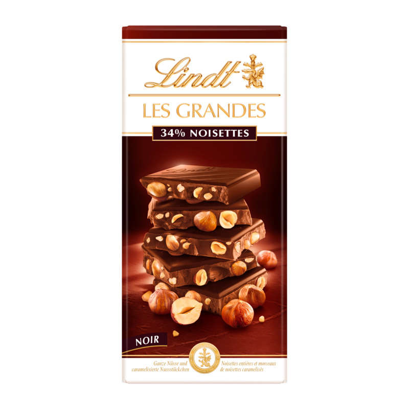 Lindt Les Grandes - Tablette Chocolat Noir 34% Noisettes 150g