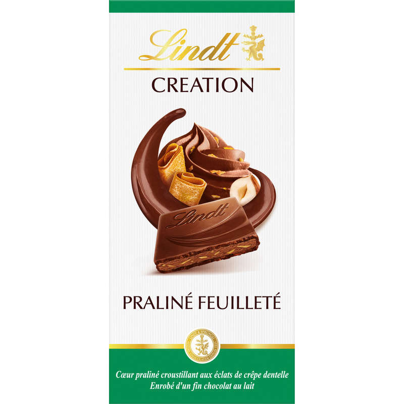 Lindt Création Tablette Chocolat Praliné Feuilleté 150g