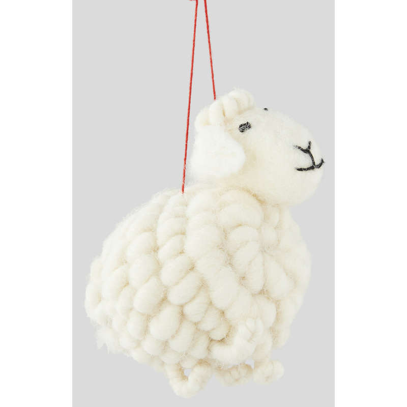Décoration mouton en laine blanc