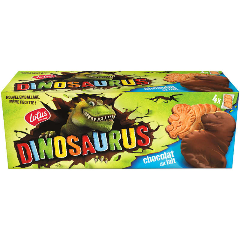 Lotus Dinosaurus Bicuits nappés au chocolat au lait 225g