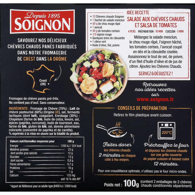 Soignon Chèvres Chauds Prêt À Dorer 4x25g