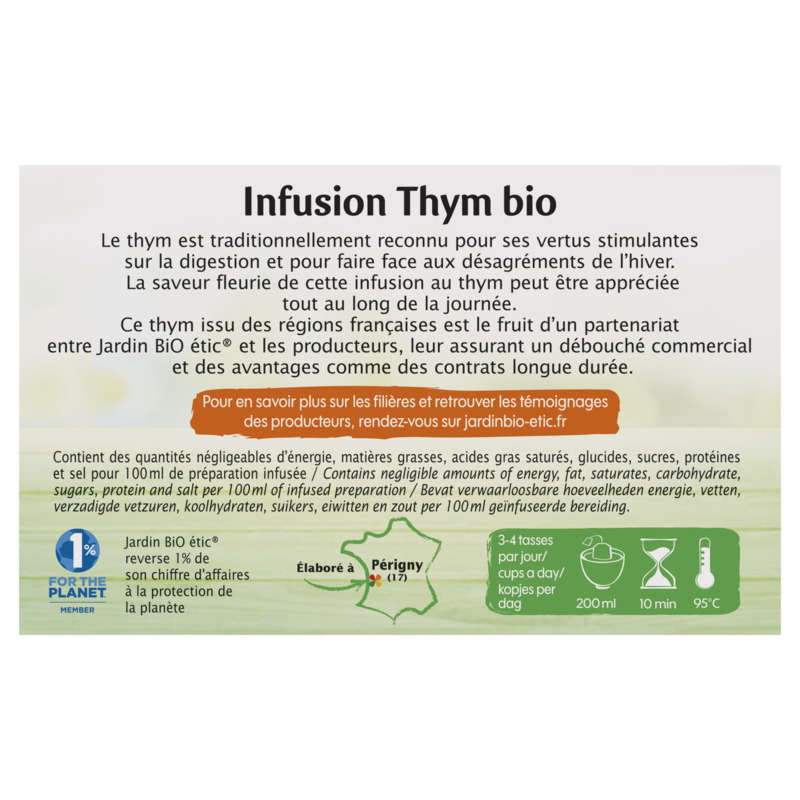 Jardin Bio Infusion Thym x20 Sachets