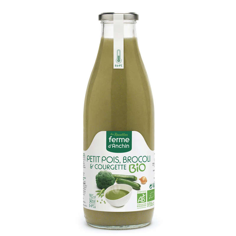 Ferme D'Anchin potage bio petit pois, brocoli courgette 985ml