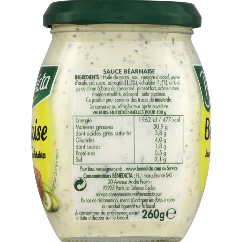 Bénédicta Sauce béarnaise à l'estragon et aux échalotes 260g