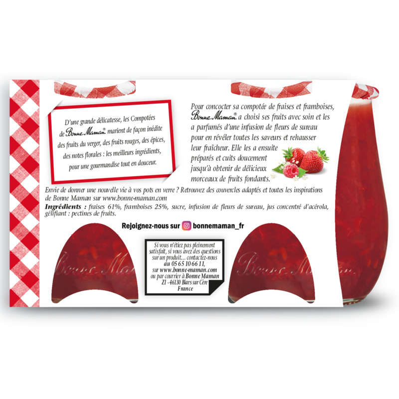 Bonne Maman compotée fraises et framboises 2x130g