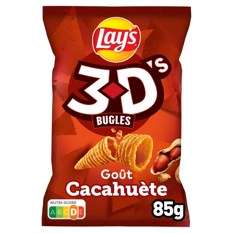 Lay's - 3D's - Biscuits apéritif saveur cacahuète - Le sachet de 85g