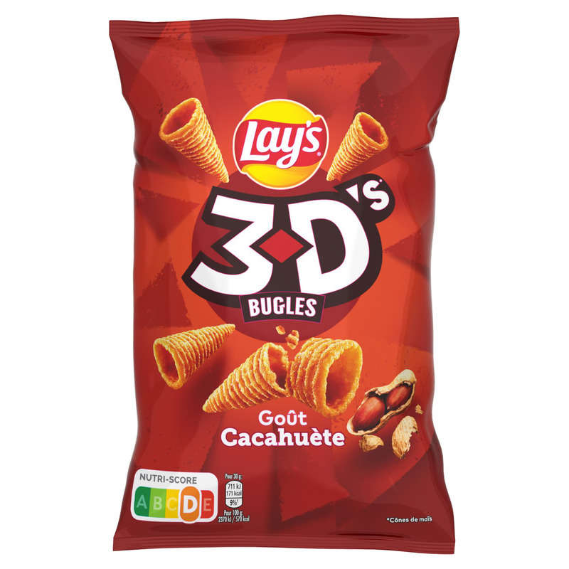 Lay's - 3D's - Biscuits apéritif saveur cacahuète - Le sachet de 85g