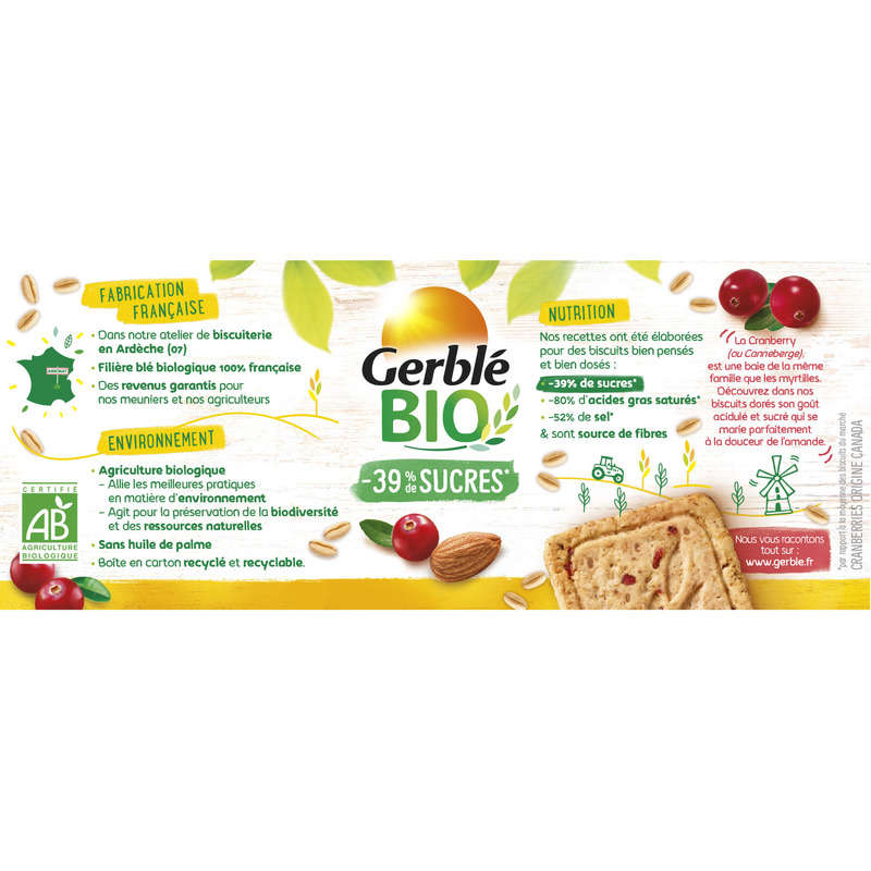 Gerblé Bio Biscuit amande cranberry 132g
