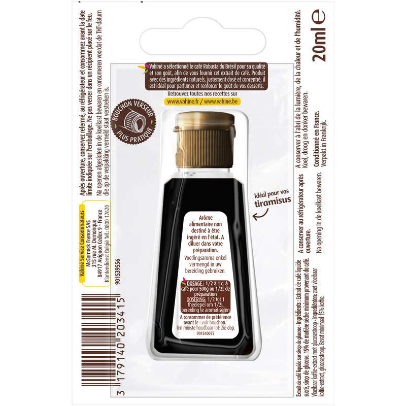 Vahiné Extrait de café liquide sucré 20ml