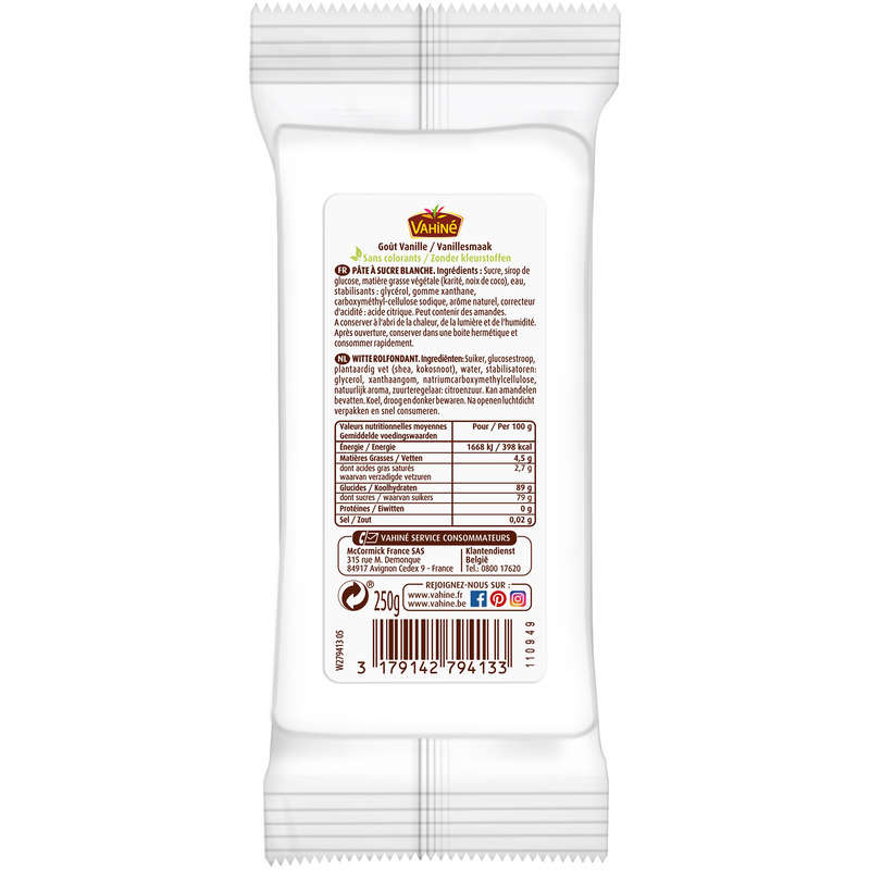 Vahiné Pâte à Sucre Blanche 250g