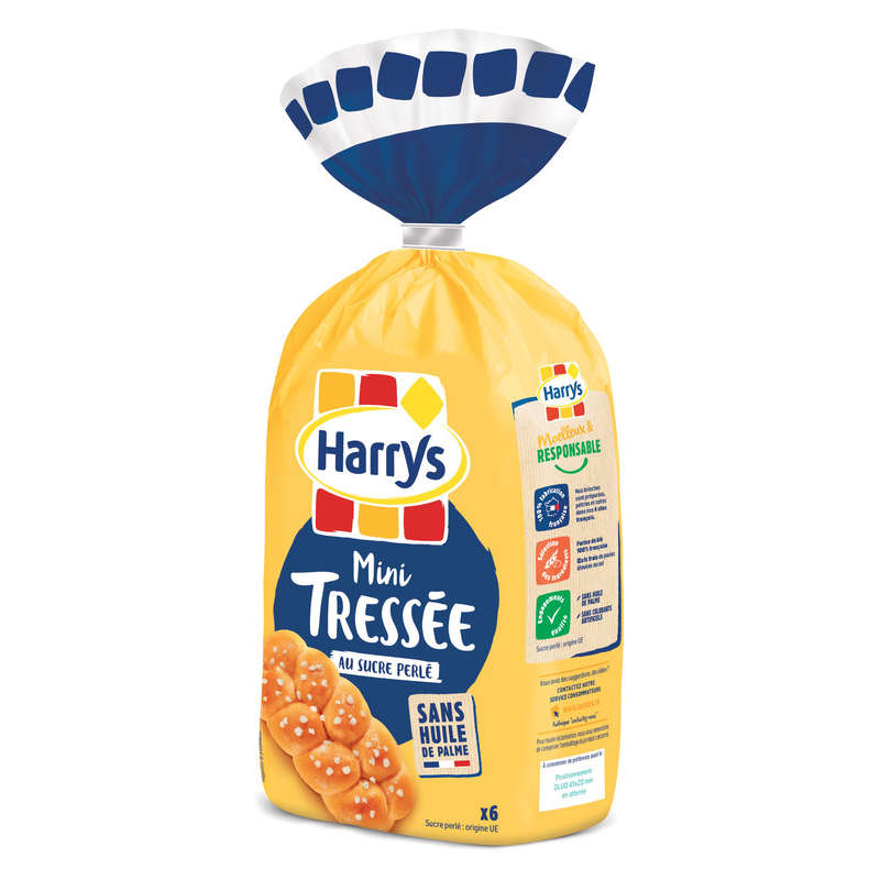 Harrys Brioche Mini Tressée au sucre perlé x6 - 210g