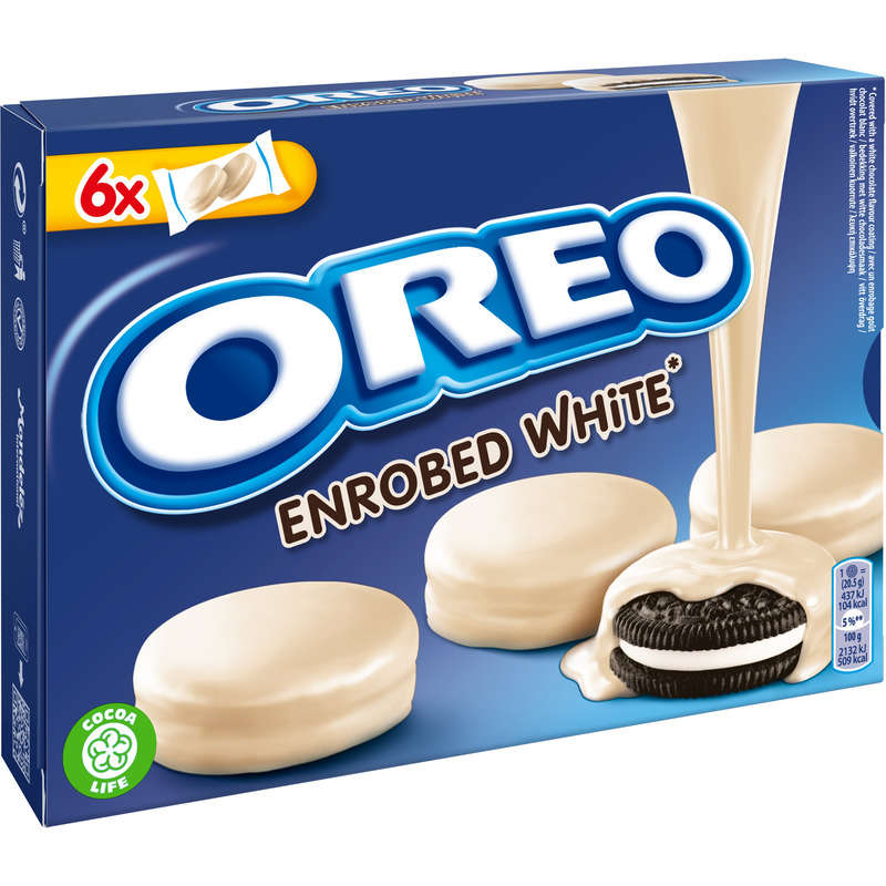 Oreo Biscuits fourrés à la Vanille enrobés au Chocolat Blanc 246g