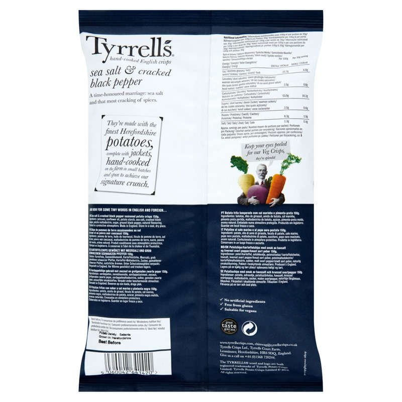 Tyrrell's Chips de pomme de terre sel et poivre 150g