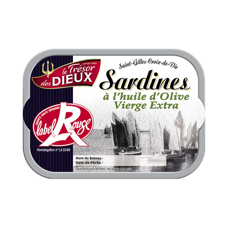 Le Trésor Des Dieux Sardines À L'Huile D'Olive Vierge Extra 86,3g