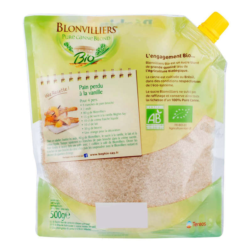 Blonvilliers sucre roux de canne bio le pack de 500g