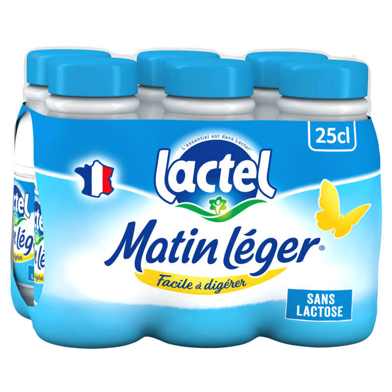 Matin Léger de Lactel à 1.2% de m.g. UHT bouteille 6x25cl