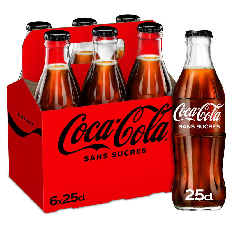 Coca-cola sans sucres bouteilles en verre 6x25cl