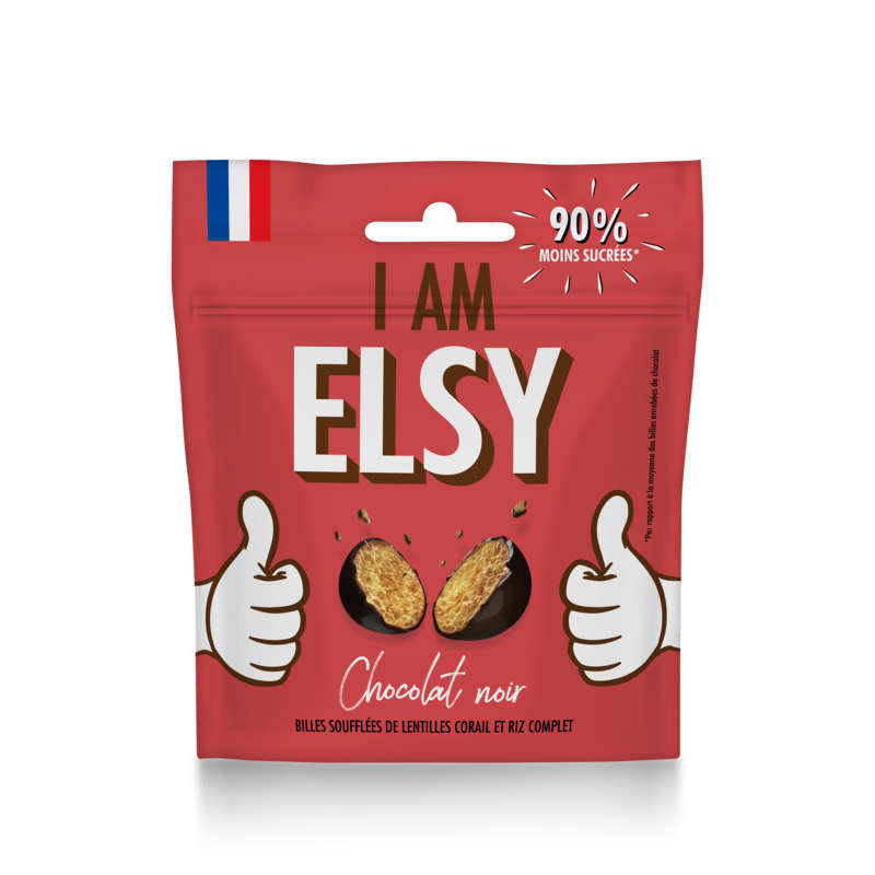 Elsy I Am bonbons Chocolat noir Lentil Corail Riz 50g