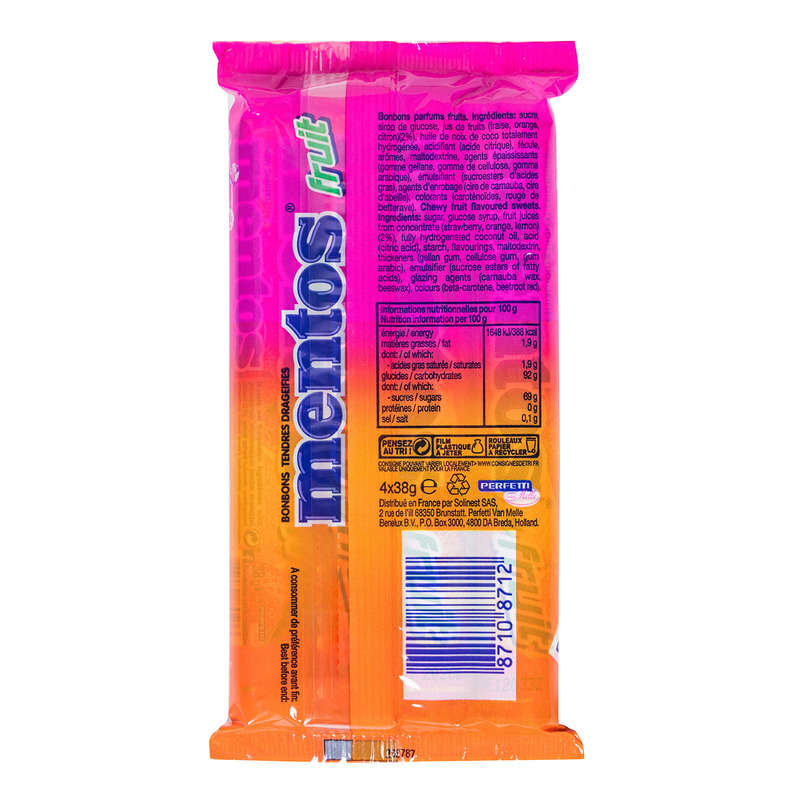Mentos Chewy Dragées Au Fruits 152g