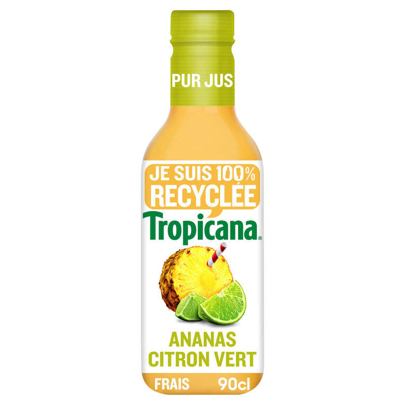 Tropicana Pur Jus Frais d'Ananas Citron Vert la Bouteille de 90cl