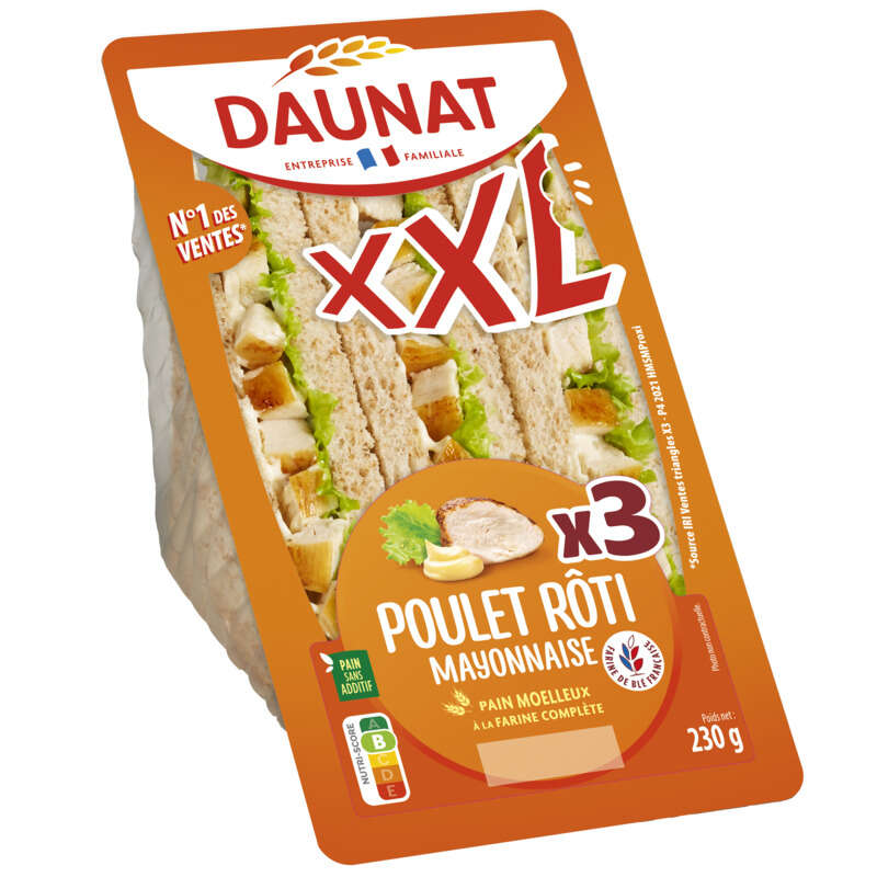 Daunat XXL Poulet rôti et mayonnaise 230g