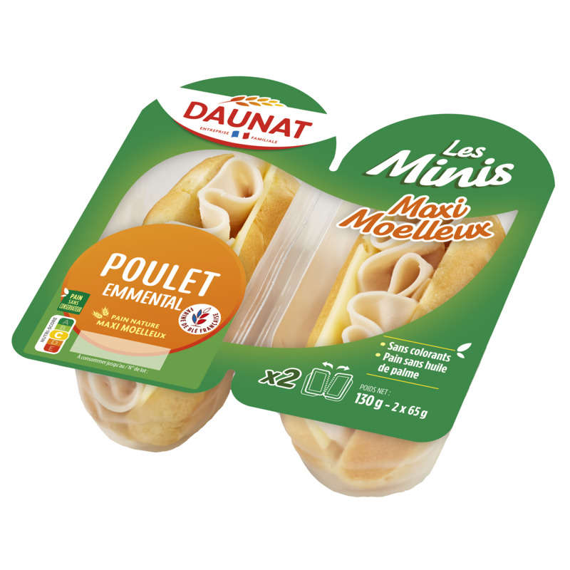 Daunat Les mini maxi moelleux blanc de poulet emmental 130g