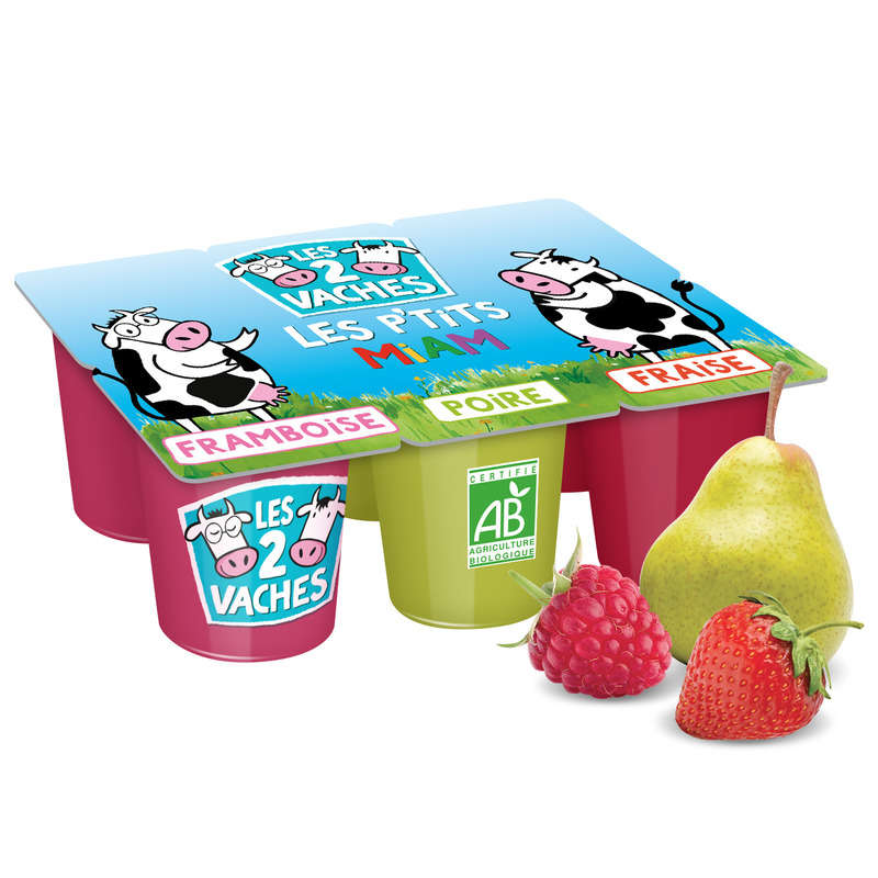 Les 2 Vaches Petits Suisses Aux Fruits Bio 6x50g