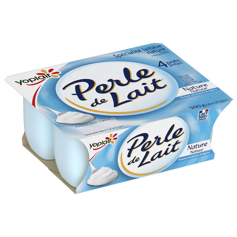 Yoplait Perle De Lait Nature Yaourt Brassé Pots 4x125g