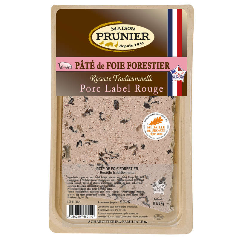 Maison Prunier Pâté De Foie Forestier, Recette Traditionnelle 170G