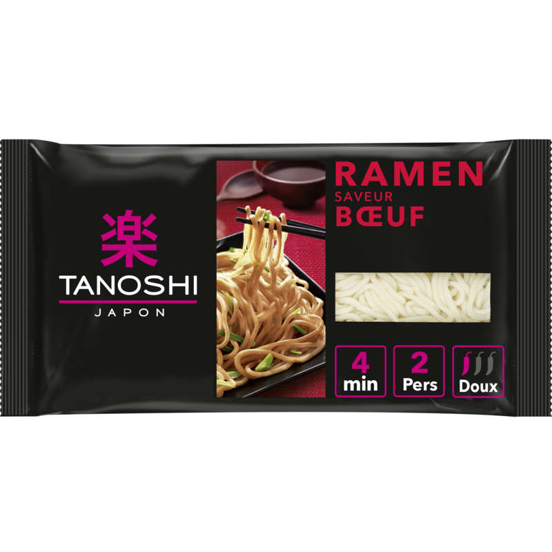 Tanoshi Ramen Bœuf, Nouilles Japonaises Précuites 360g