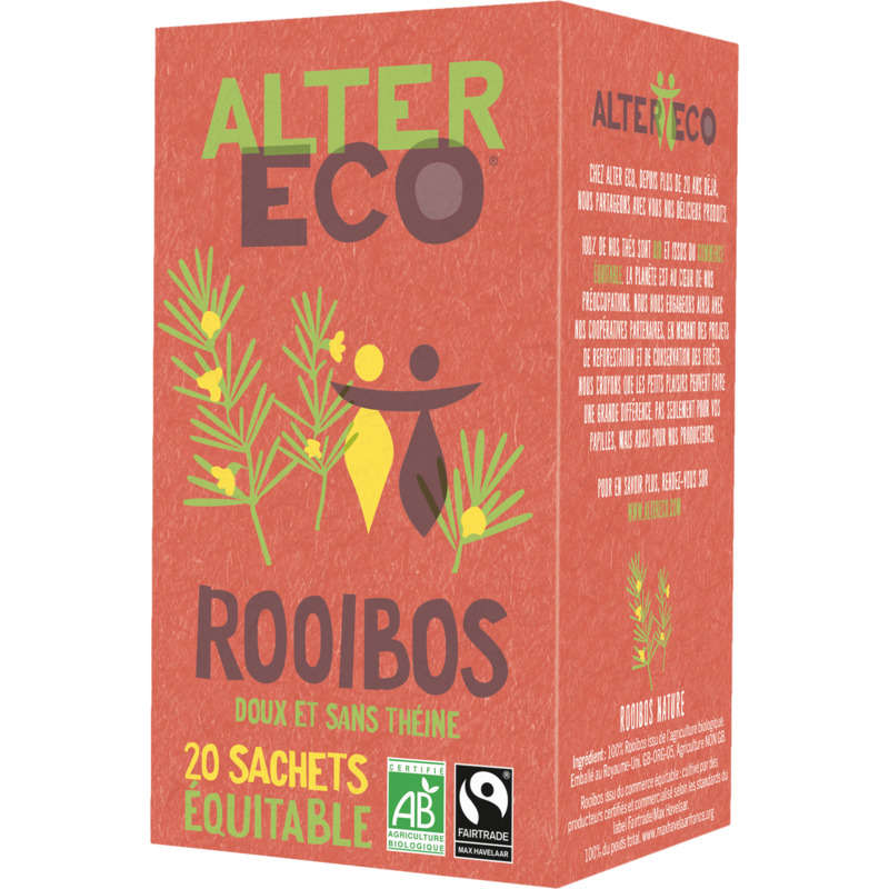 Alter Eco Rooibos Thé Rouge Sans Théine Bio & Equitable 20 Sachets 40G