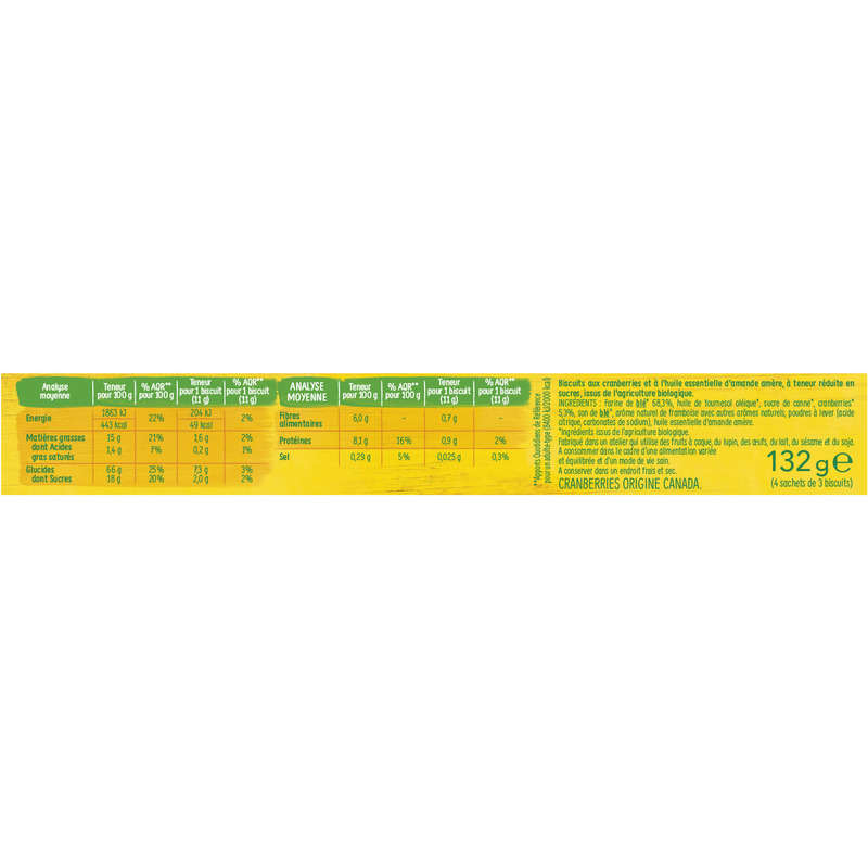 Gerblé Bio Biscuit amande cranberry 132g