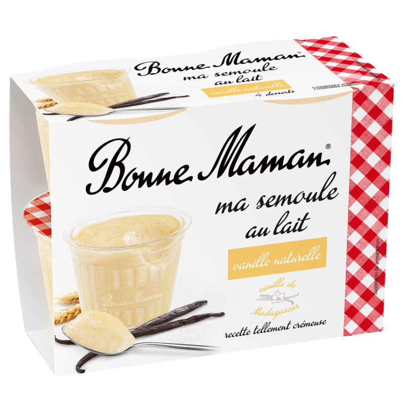 Bonne Maman Semoule Au Lait Saveur Vanille 4x100g