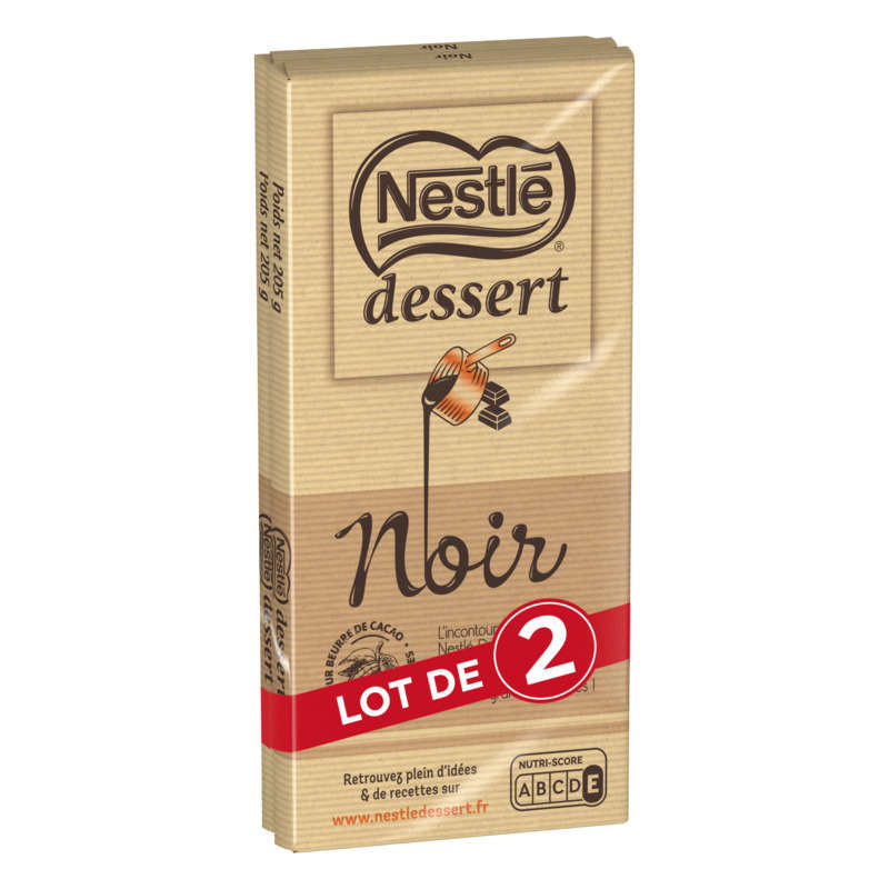 Nestlé Dessert Tablette Chocolat Noir Dessert Pâtissier 2x205g